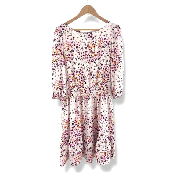 Gabby Skye Floral Print Smocked Waist Flounce Hem Dress Size 14 Summer Wedding - Picture 4 of 9